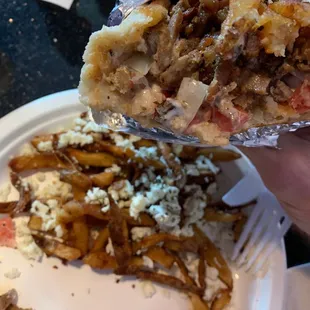 Pork gyro with Greek fries (feta &amp; oregano)