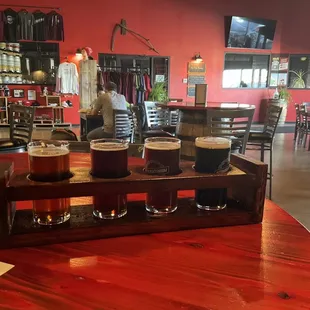 Flight in taproom.