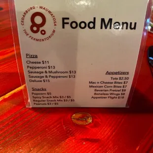 Food menu