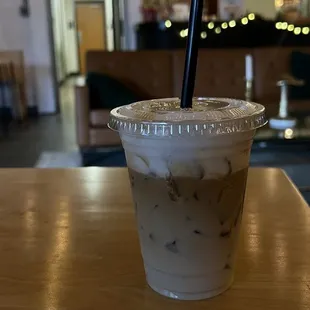 salted caramel latte w/ oat milk.