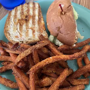 The other half of our sandwiches and sweet potato fries