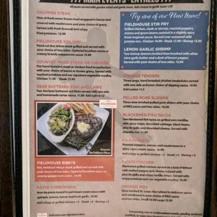 The FieldHouse Sports Grill &amp; Taps Menus  Lunch daily 11 am - 4 pm Mon - Thur 11 am - 9 pm Fri - Sat 11 am - 10 pm Closed on Sundays