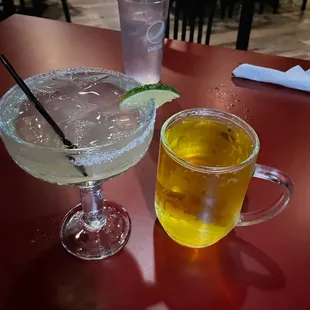 a drink and a margarita