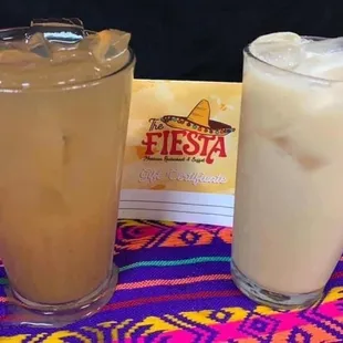 Agua fresca tamarindo and horchata