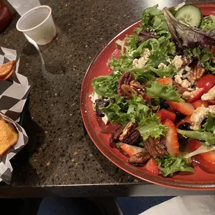 Berry salad and chips