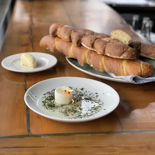 bread, butter, and butter on a table