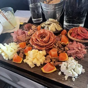 Charcuterie board with cheese added