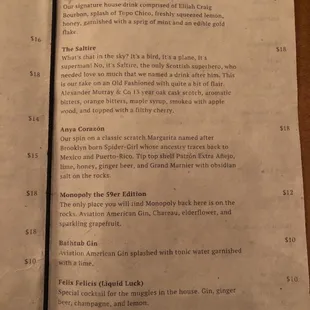 the cocktail menu