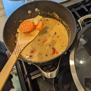 a pan of food being cooked