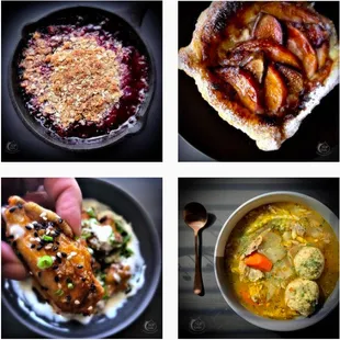 Visit our Instagram page for more culinary images. (Cherry Cobbler, Fig &amp; Peach Pastry, Chicken Wings, Matzoh Ball Soup.