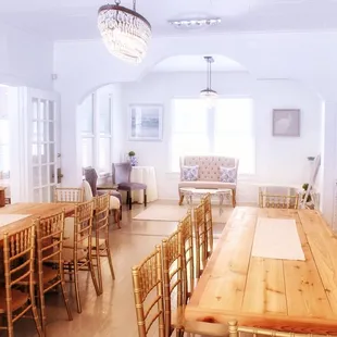 Farmhouse Tables and sitting area