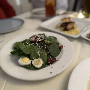 Baby Spinach and Quail egg salad