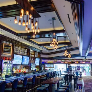 a bar with a lot of seating