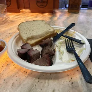 Bad burnt ends. Decent slaw and Mac and cheese.