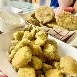 Fried okra and fried zucchini