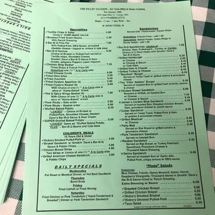 sushi and sashimi, menu