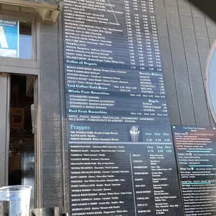 a menu on the outside of the building
