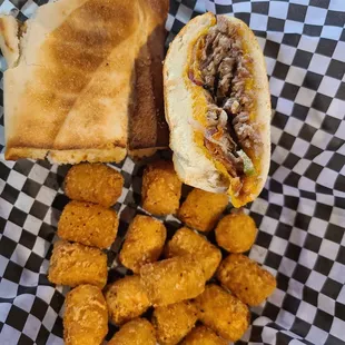 Philly Steak with tater tots!