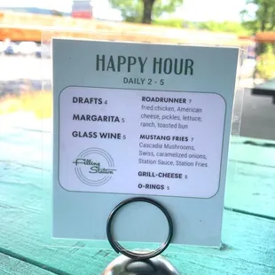 Happy hour menu