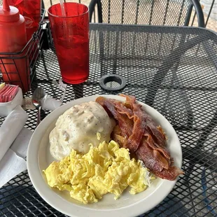 Early riser breakfast with extra bacon