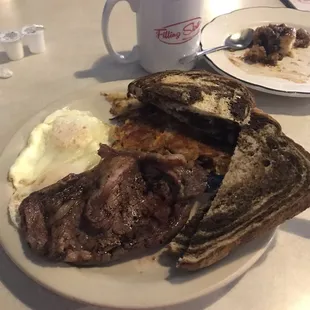 Ribeye n eggs n rye toast.