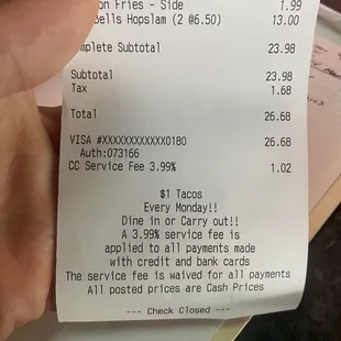 3.99% credit card fee.