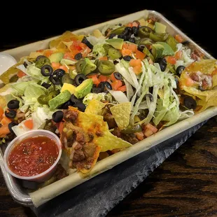 a tray of nachos