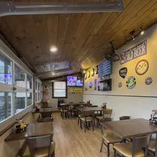 tables and chairs in a restaurant
