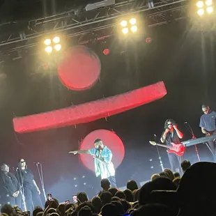 a band performing on stage