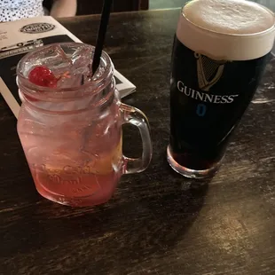Guinness zero with a cherry soda lemonade