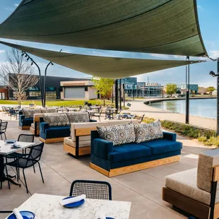 Outdoor Patio Seating- Waterfront dining tables and couches