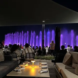 Water fountain show from patio