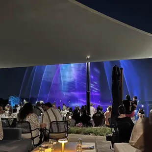 Water fountain show on patio