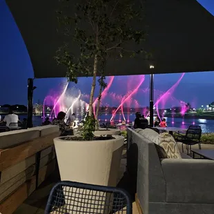 Our view from the outside seating at night.