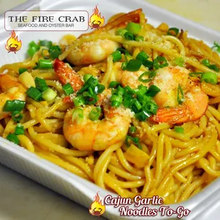 Cajun Garlic Noodles with Shrimp to-go