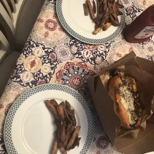 Pittsburgh cheesesteak and fries