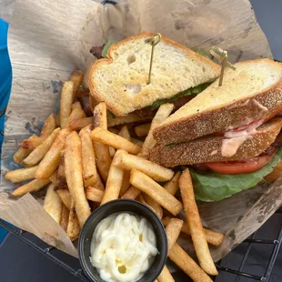 Double decker BLT with fries