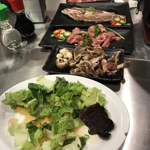 Meat and salad plates