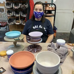 Us glazing our pieces.