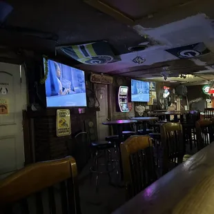 the bar and televisions