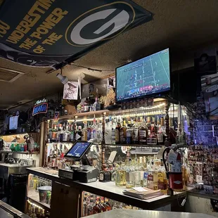 a sports bar with a television