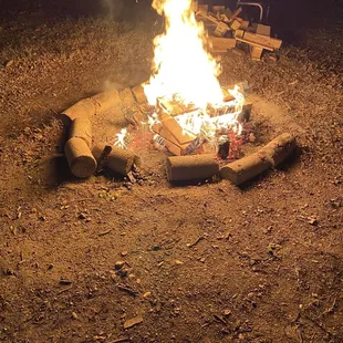 a fire in the middle of the ground