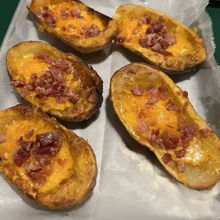 Bacon cheddar potato skins (it comes with 6 but I couldn't wait)
