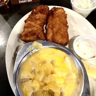 Friday Night AYCE Fish Fry with Au Gratin Potatoes.  Excellent.