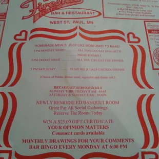 Daily specials