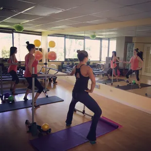 Pilates Mat &amp; Barre class barre exercises with Alicia.