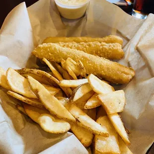 Fish and chips with potato flats