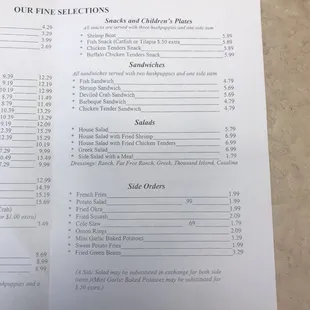 a menu for a restaurant