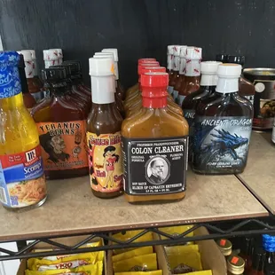 Some of the hot sauce choices