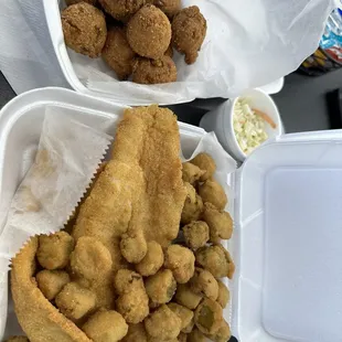 Catfish, Okra and hush puppies.